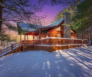 wrap porch, Winter at Hocking Hills, Cabin Rental