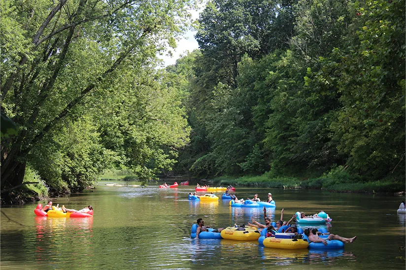 on the river